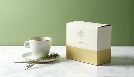 Premium tea packaging and elegant brand collateral
